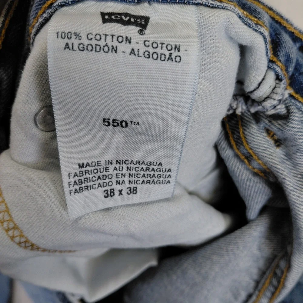 Levi's 550 Relaxed Fit Tapered Leg Light Wash Blue Denim Jeans Mens 38x38
